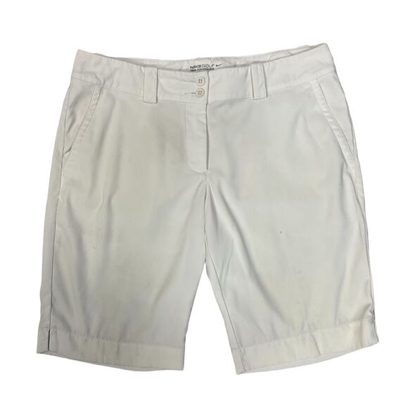 Nike Golf Short Womens 8 White Dri Fit Tour Performance Modern Rise Tech *READ - Picture 1 of 11